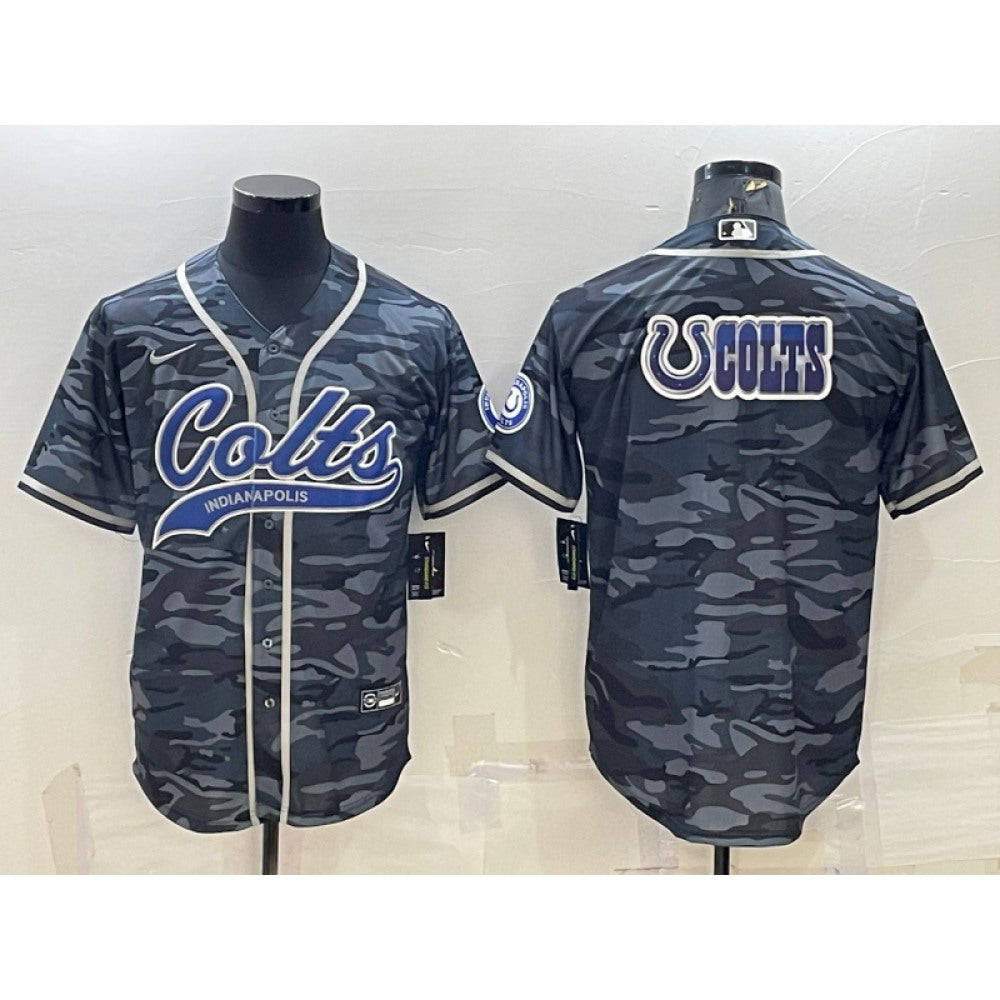 Men's Indianapolis Colts Grey Camo Team Big Logo With Patch Cool Base Stitched Baseball Jersey 