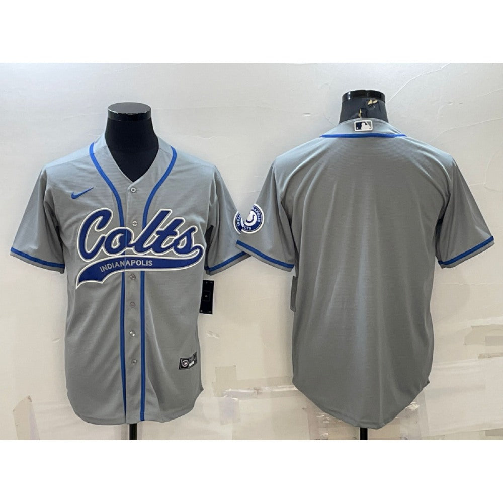 Men's Indianapolis Colts Blank Grey Cool Base Stitched Baseball Jersey 