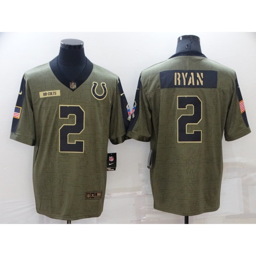 Men's Indianapolis Colts #2 Matt Ryan Olive Salute To Service Limited Stitched Jersey 