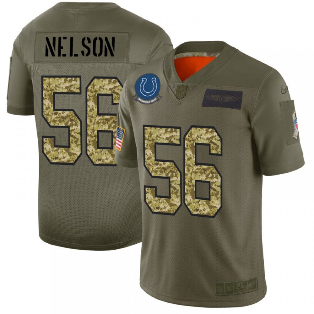 Men's Indianapolis Colts #56 Quenton Nelson 2019 Olive/Camo Salute To Service Limited Stitched NFL Jersey 