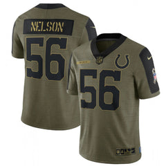Men's Indianapolis Colts #56 Quenton Nelson 2021 Olive Salute To Service Limited Stitched Jersey 