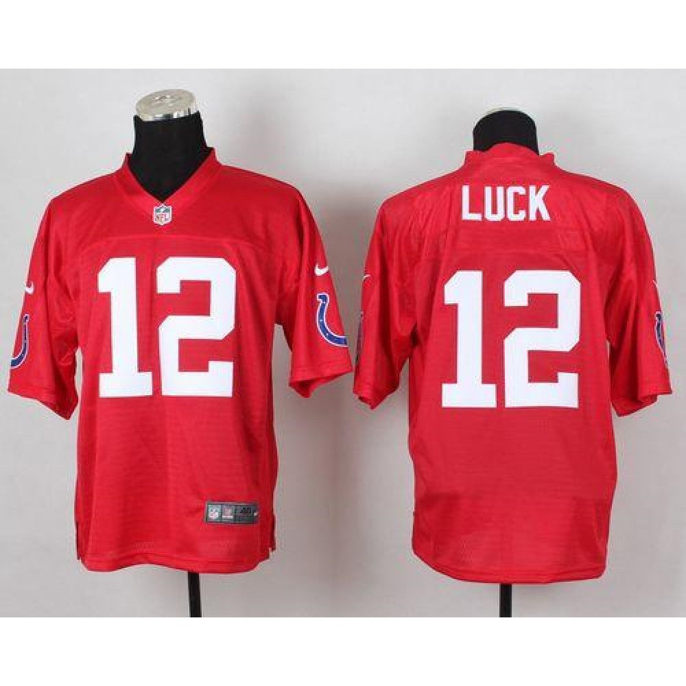 Colts #12 Andrew Luck Red Men's Stitched NFL Elite QB Practice Jersey 