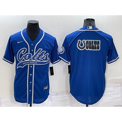 Men's Indianapolis Colts Royal Team Big Logo With Patch Cool Base Stitched Baseball Jersey 