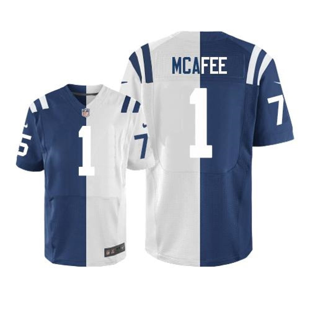 Colts #1 Pat McAfee Royal Blue/White Men's Stitched NFL Elite Split Jersey 