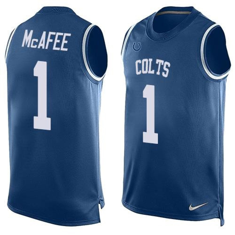 Colts #1 Pat McAfee Royal Blue Team Color Men's Stitched NFL Limited Tank Top Jersey 