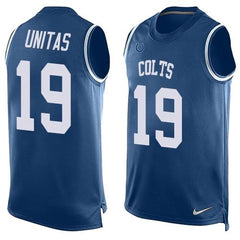 Colts #19 Johnny Unitas Royal Blue Team Color Men's Stitched NFL Limited Tank Top Jersey 