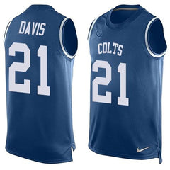 Colts #21 Vontae Davis Royal Blue Team Color Men's Stitched NFL Limited Tank Top Jersey 