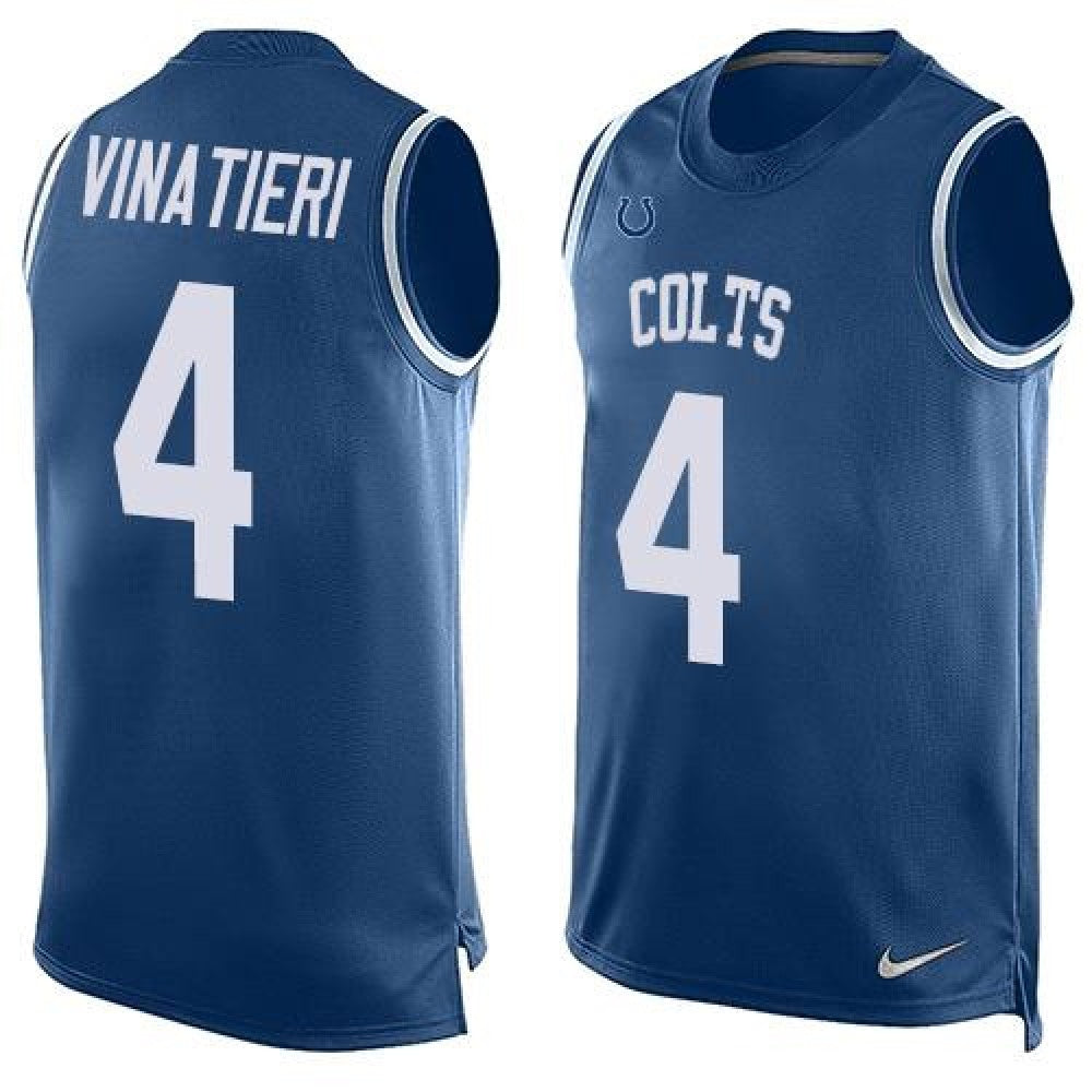 Colts #4 Adam Vinatieri Royal Blue Team Color Men's Stitched NFL Limited Tank Top Jersey 