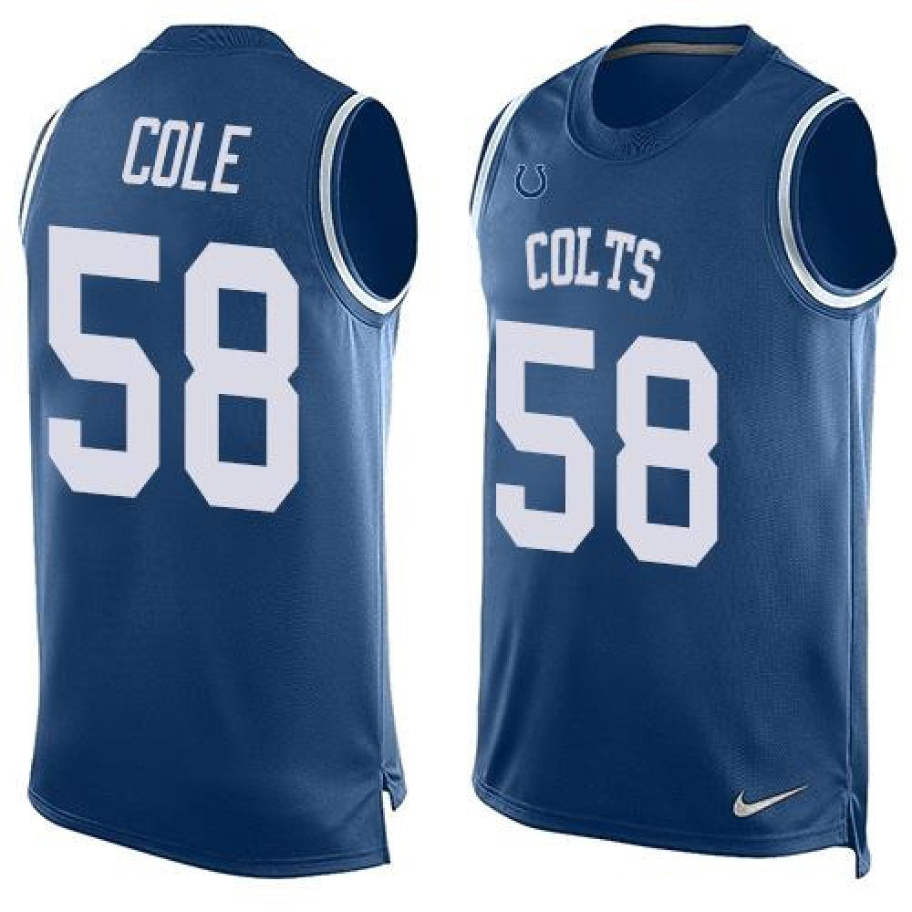 Colts #58 Trent Cole Royal Blue Team Color Men's Stitched NFL Limited Tank Top Jersey 
