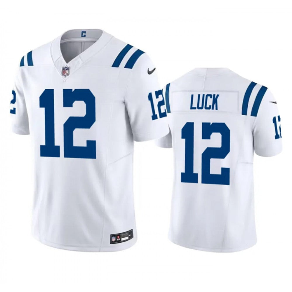 Men's Indianapolis Colts #12 Andrew Luck White 2023 F.U.S.E Vapor Untouchable Stitched Football Jersey 