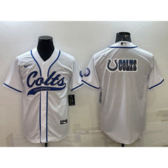 Men's Indianapolis Colts White Team Big Logo With Patch Cool Base Stitched Baseball Jersey 