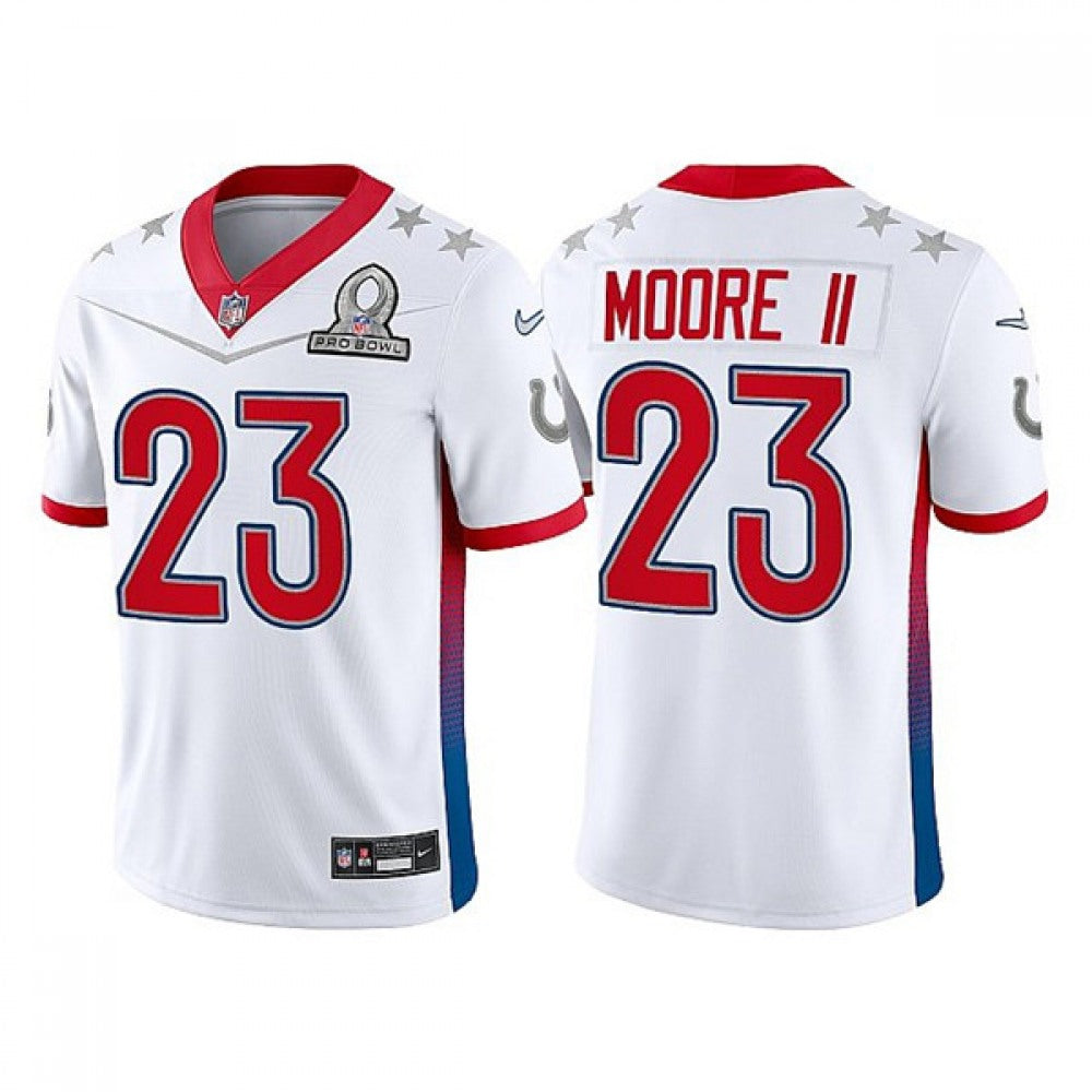 Men's Indianapolis Colts #23 Kenny Moore II 2022 White AFC Pro Bowl Stitched Jersey 
