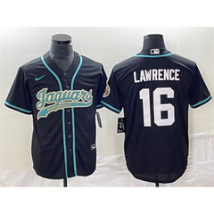 Men's Jacksonville Jaguars #16 Trevor Lawrence Black With Patch Cool Base Stitched Baseball Jersey 
