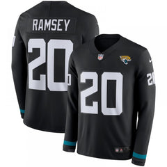 Men's Jacksonville Jaguars #20 Jalen Ramsey Black Therma Long Sleeve Stitched NFL Jersey 