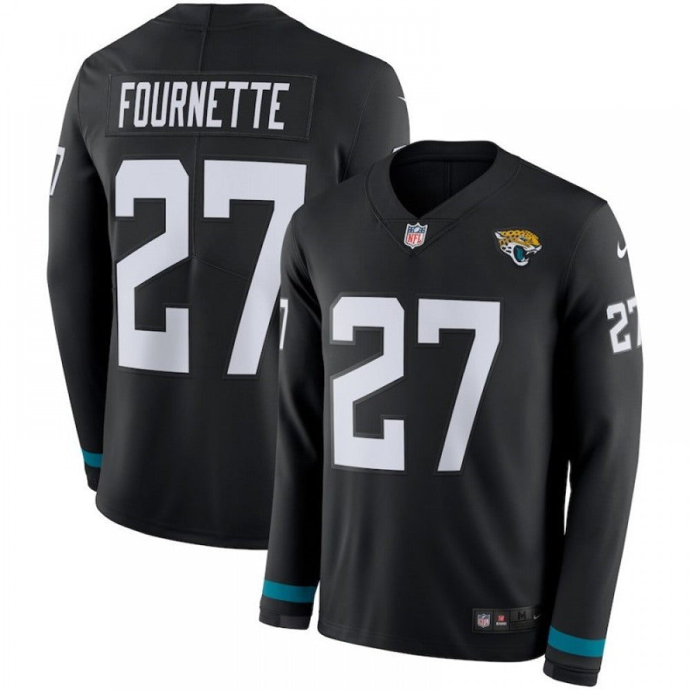 Men's Jacksonville Jaguars #27 Leonard Fournette Black Therma Long Sleeve Stitched NFL Jersey 