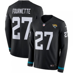 Men's Jacksonville Jaguars #27 Leonard Fournette Black Therma Long Sleeve Stitched NFL Jersey 