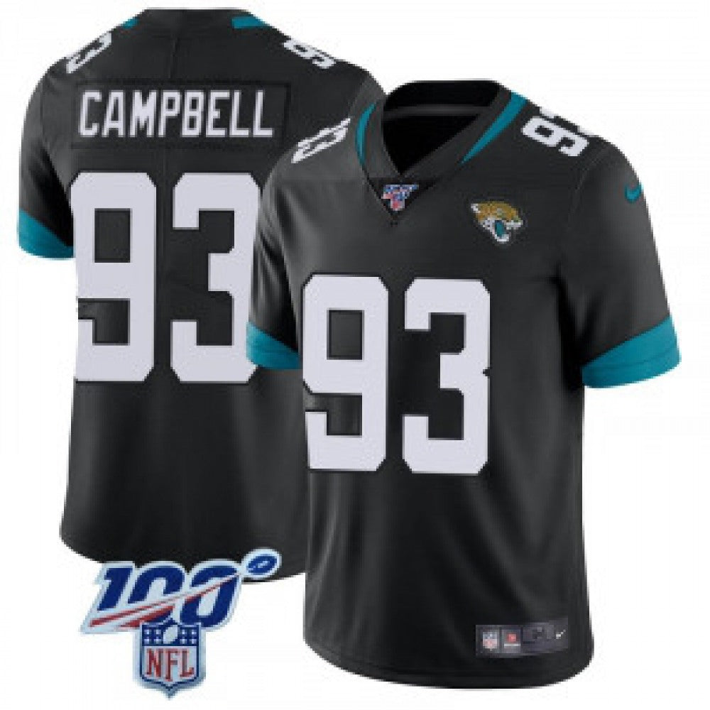 Men's Jacksonville Jaguars #93 Calais Campbell Black 2019 100th Season Vapor Untouchable Limited Stitched NFL Jersey 