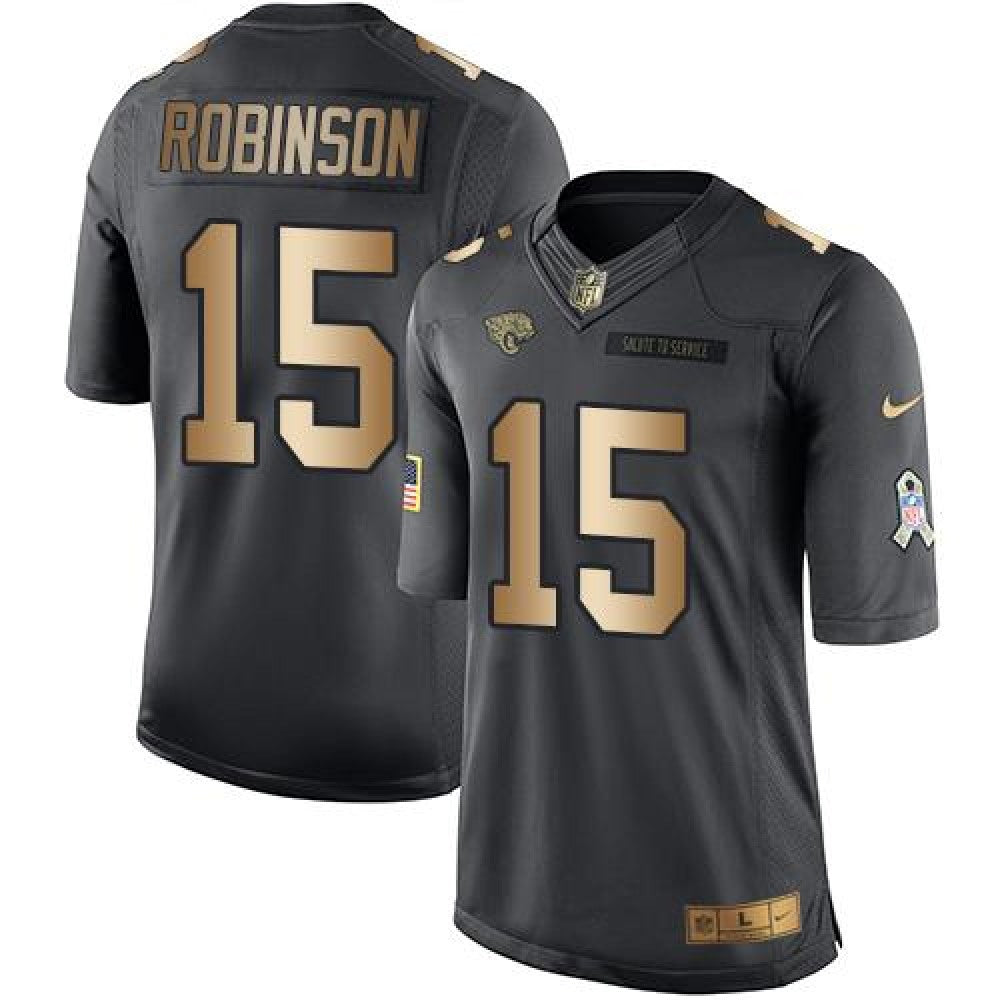 Jaguars #15 Allen Robinson Black Men's Stitched NFL Limited Gold Salute To Service Jersey 
