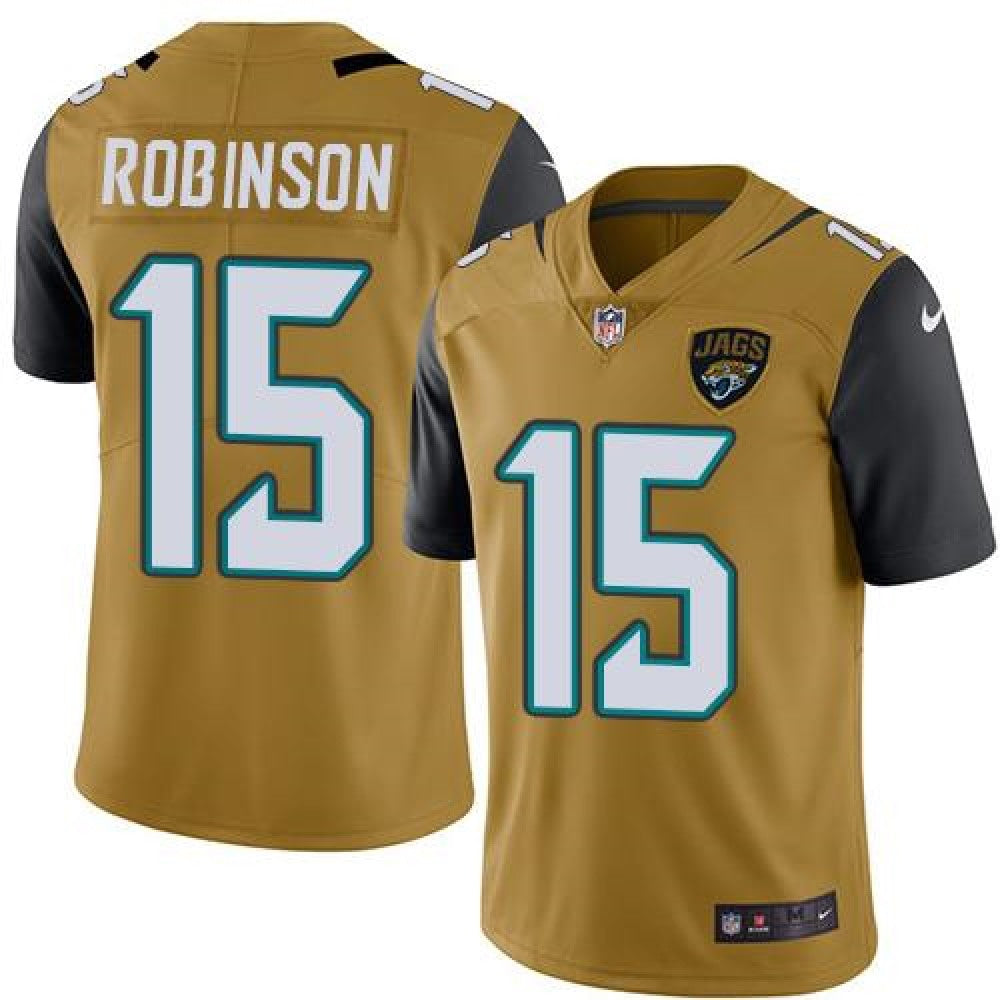 Jaguars #15 Allen Robinson Gold Men's Stitched NFL Limited Rush Jersey 