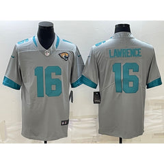 Men's Jacksonville Jaguars #16 Trevor Lawrence Silver Stitched Jersey 