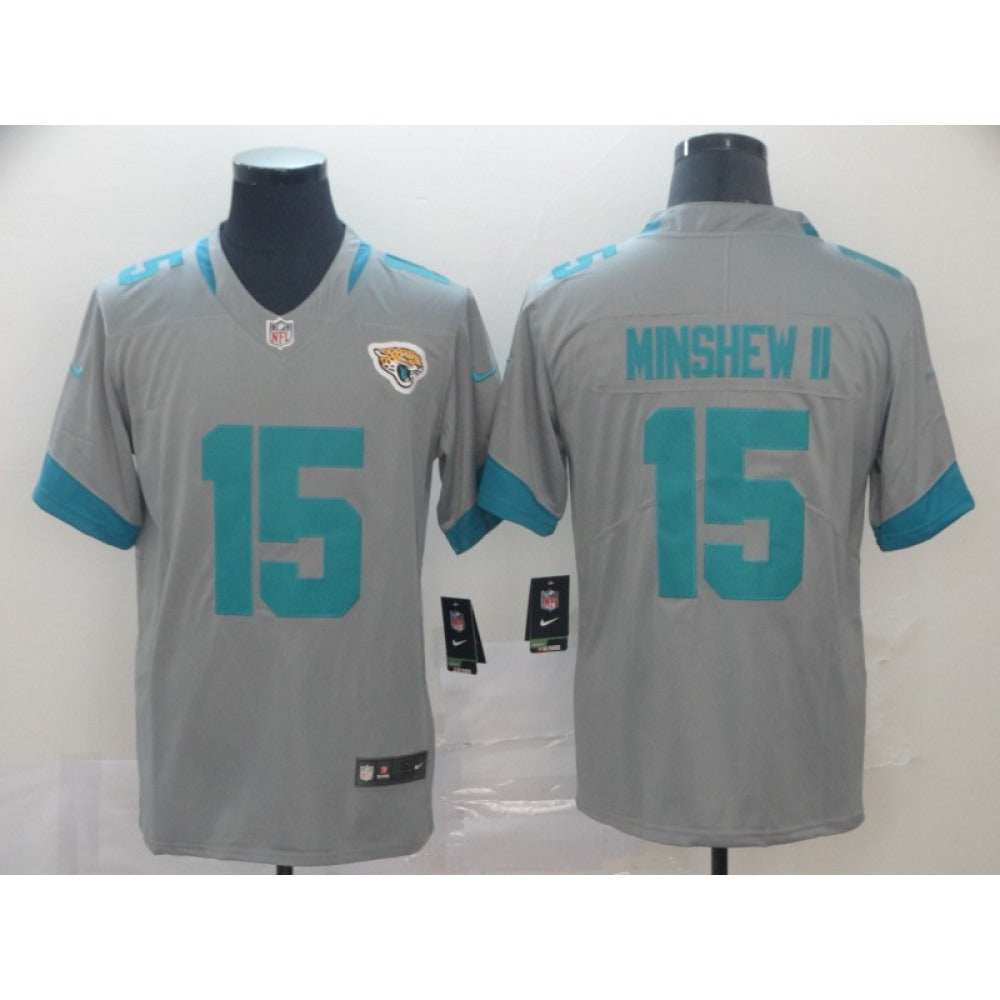 Men's Jacksonville Jaguars #15 Gardner Minshew II Silver Inverted Legend Stitched NFL Jersey 