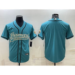 Men's Jacksonville Jaguars Blank Teal With Patch Cool Base Stitched Baseball Jersey 