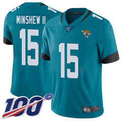 Men's Jacksonville Jaguars #15 Gardner Minshew II Teal 2019 100th Season Vapor Untouchable Limited Stitched NFL Jersey 