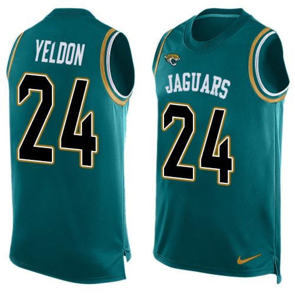 Jaguars #24 T.J. Yeldon Teal Green Team Color Men's Stitched NFL Limited Tank Top Jersey 