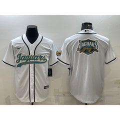 Men's Jacksonville Jaguars White Team Big Logo With Patch Cool Base Stitched Baseball Jersey 