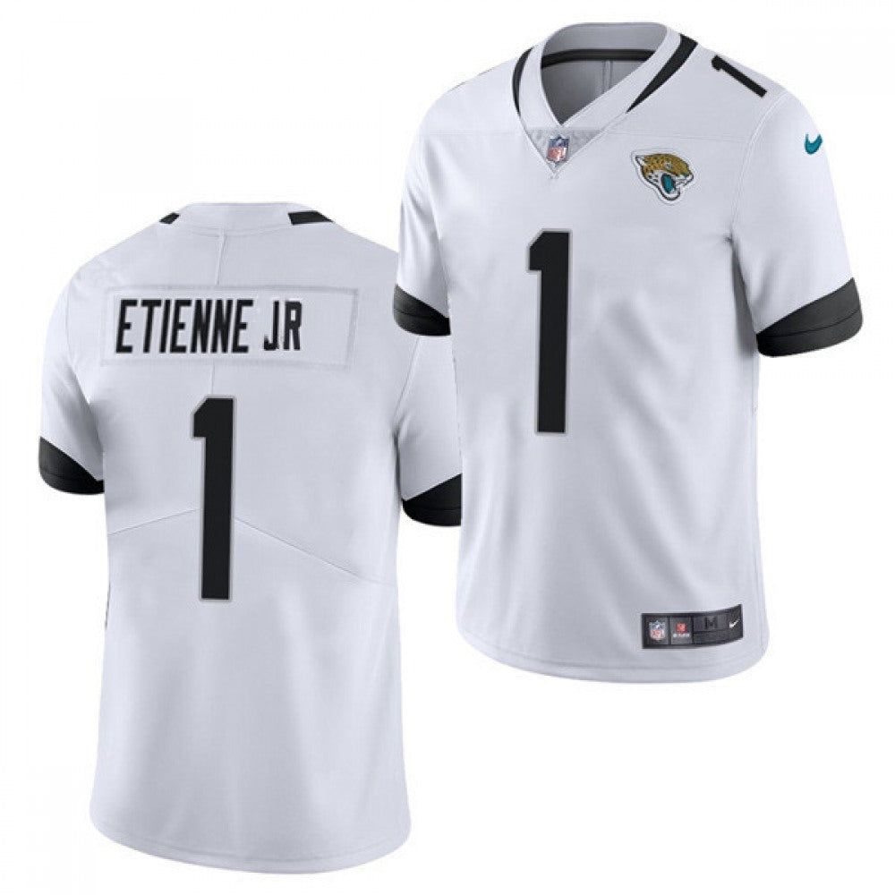 Men's Jacksonville Jaguars #1 Travis Etienne JR 2021 White Vapor Untouchable Limited Stitched Jersey 
