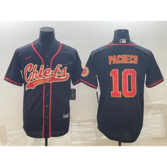 Men's Kansas City Chiefs #10 Isiah Pacheco Black With Patch Cool Base Stitched Baseball Jersey 