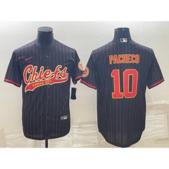 Men's Kansas City Chiefs #10 Isiah Pacheco Black With Patch Cool Base Stitched Baseball Jersey 