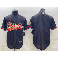 Men's Kansas City Chiefs Blank Black With Patch Cool Base Stitched Baseball Jersey 