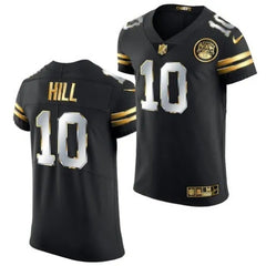 Men's Kansas City Chiefs #10 Tyreek Hill Black/Gold Stitched Football Jersey 