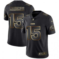 Men's Kansas City Chiefs #15 Patrick Mahomes 2019 Black Gold Edition Stitched NFL Jersey 