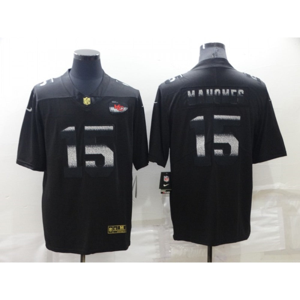 Men's Kansas City Chiefs #15 Patrick Mahomes Black Shadow Stitched Jersey 