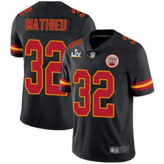 Men's Kansas City Chiefs #32 Tyrann Mathieu Black 2021 Super Bowl LV Stitched NFL Jersey 