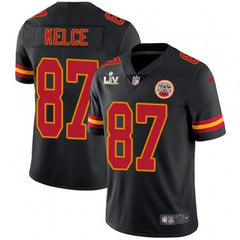 Men's Kansas City Chiefs #87 Travis Kelce Black 2021 Super Bowl LV Stitched NFL Jersey 