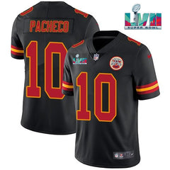 Men's Kansas City Chiefs #10 Isiah Pacheco Black Super Bowl LVII Patch Vapor Untouchable Limited Stitched Jersey 