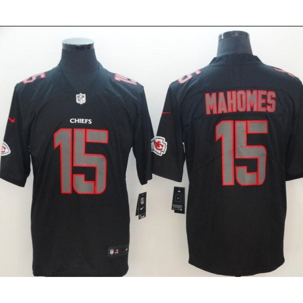 Men's Kansas City Chiefs #15 Patrick Mahomes Black 2018 Black Impact Limited Stitched NFL Jersey 