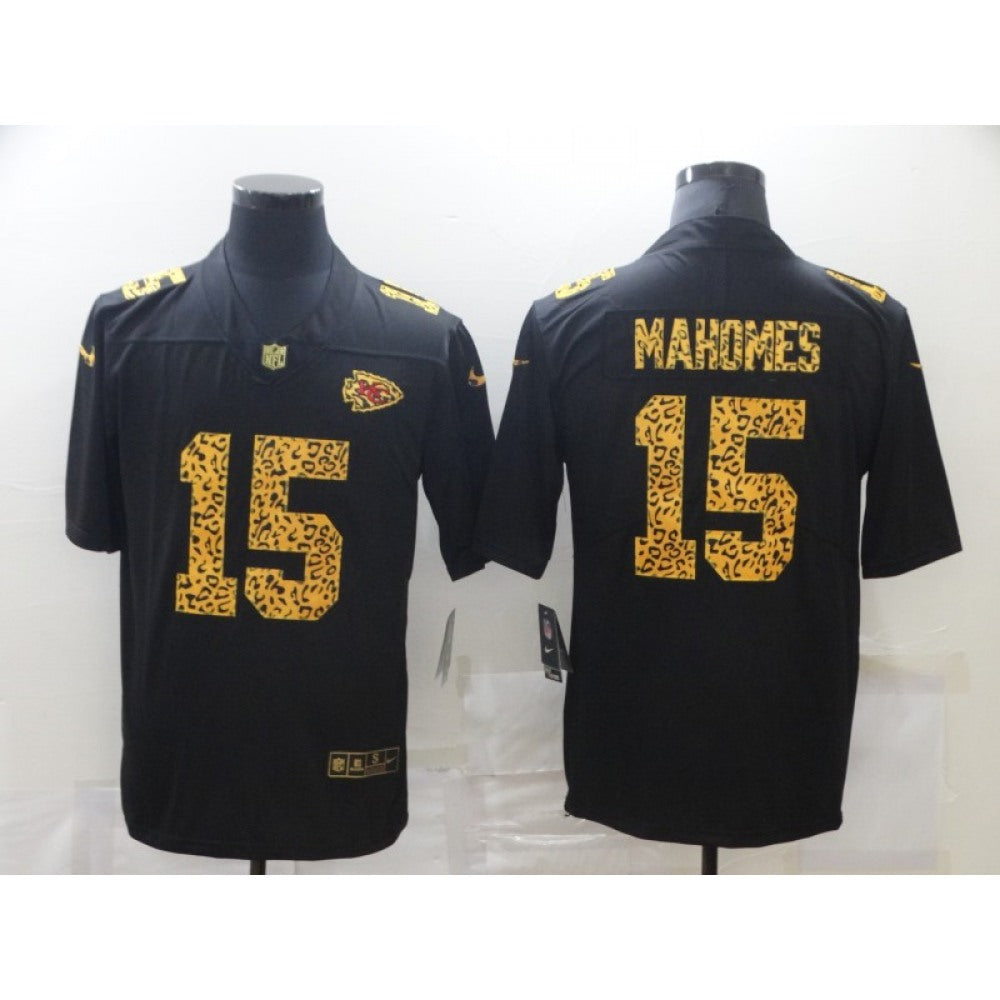 Men's Kansas City Chiefs #15 Patrick Mahomes 2020 Black Leopard Print Fashion Limited Stitched Jersey 