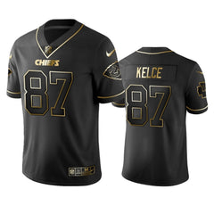 Men's Kansas City Chiefs #87 Travis Kelce Black 2019 Golden Edition Limited Stitched NFL Jersey 