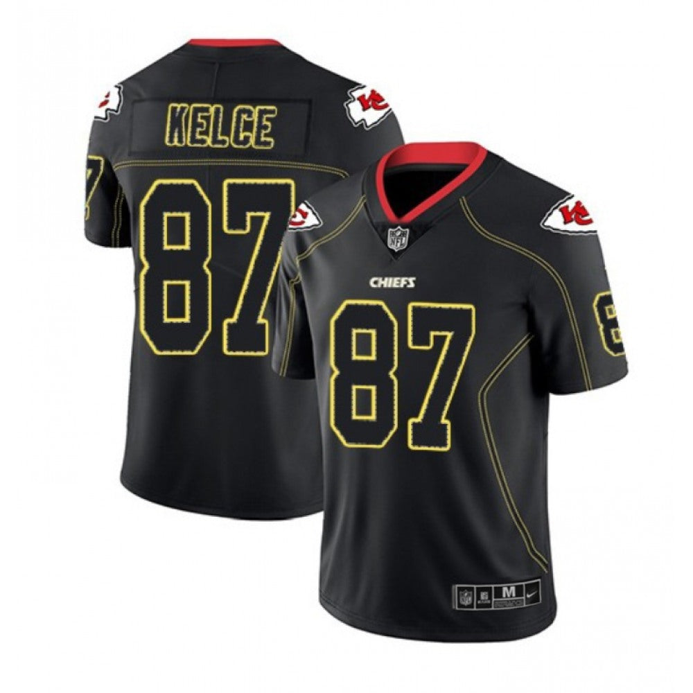 Men's Kansas City Chiefs #87 Travis Kelce Black 2018 Lights Out Color Rush Limited Stitched NFL Jersey 