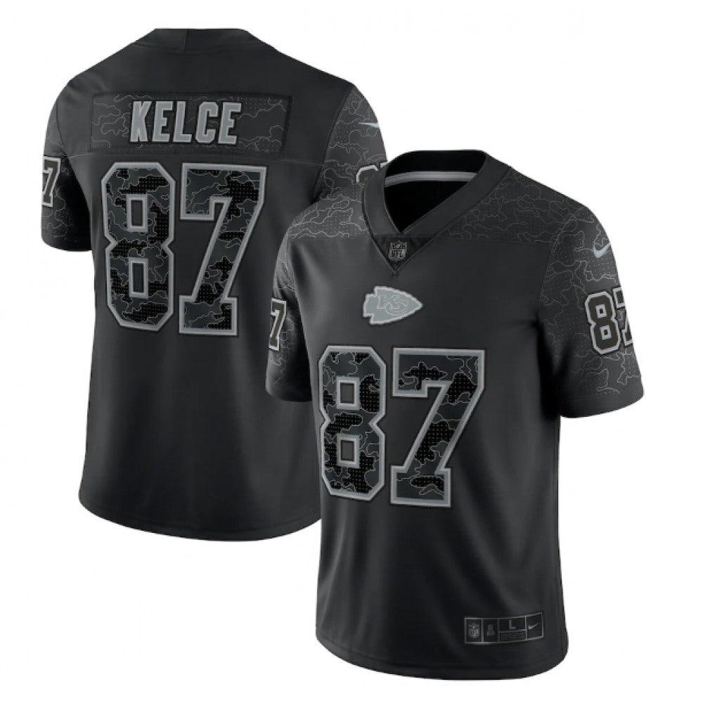 Men's Kansas City Chiefs #87 Travis Kelce Black Reflective Limited Stitched Football Jersey 