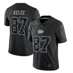Men's Kansas City Chiefs #87 Travis Kelce Black Reflective Limited Stitched Football Jersey 