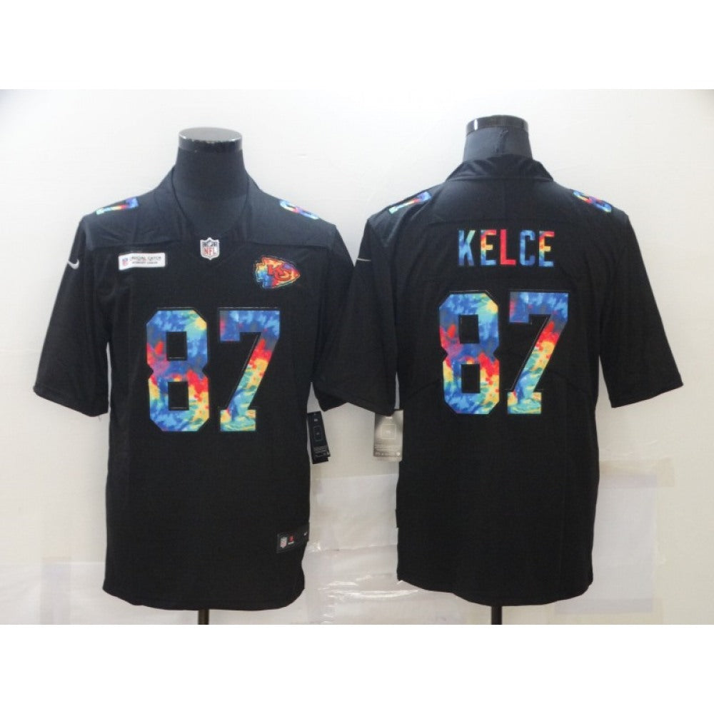 Men's Kansas City Chiefs #87 Travis Kelce Black Crucial Catch Limited Stitched Jersey 