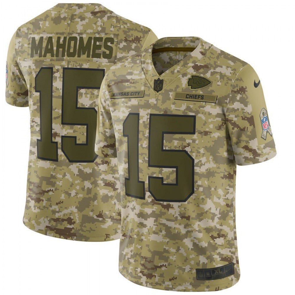 Men's Kansas City Chiefs #15 Patrick Mahomes 2018 Camo Salute to Service Limited Stitched NFL Jersey 