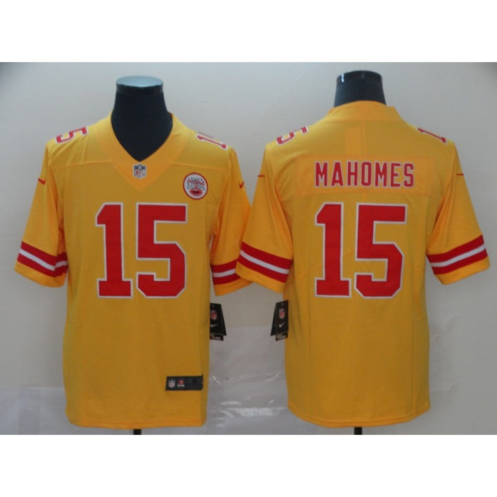 Men's Kansas City Chiefs #15 Patrick Mahomes Gold Inverted Legend Stitched NFL Jersey 