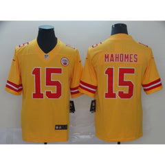 Men's Kansas City Chiefs #15 Patrick Mahomes Gold Inverted Legend Stitched NFL Jersey 