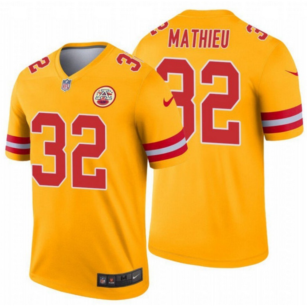 Men's Kansas City Chiefs #32 Tyrann Mathieu Gold Inverted Legend Stitched Jersey 